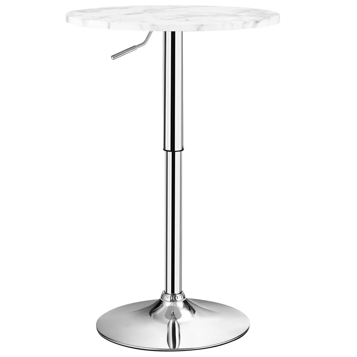

Round Bar Table, Height Adjustable Marble Top Steel Counter Pub Desk, 360° Swivel Bistro Table for Kitchen,, Customized