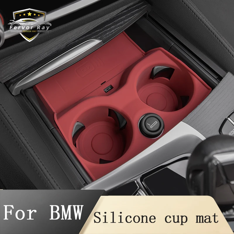 

For BMW X3 iX3 X4 G01 G02 3 4 5 Series G20 G22 G30 Car Central Control Wireless Charging Silicone Pad Water Cup Holder Non-Slip