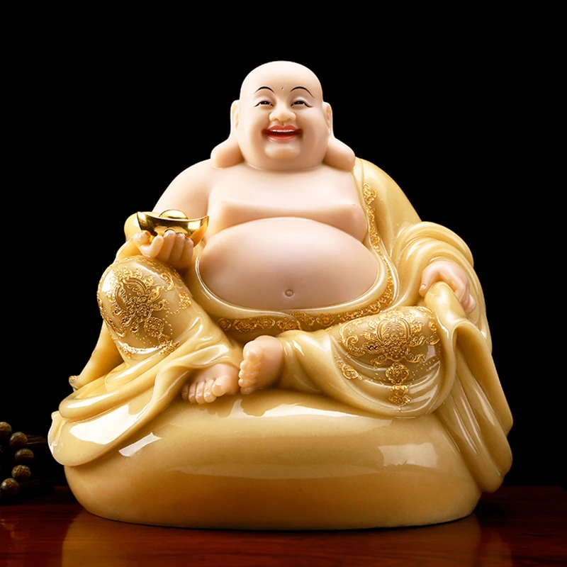 Southeast Asia high grade jade Maitreya God of wealth Mammon buddha statue thriving business Money Drawing Good luck