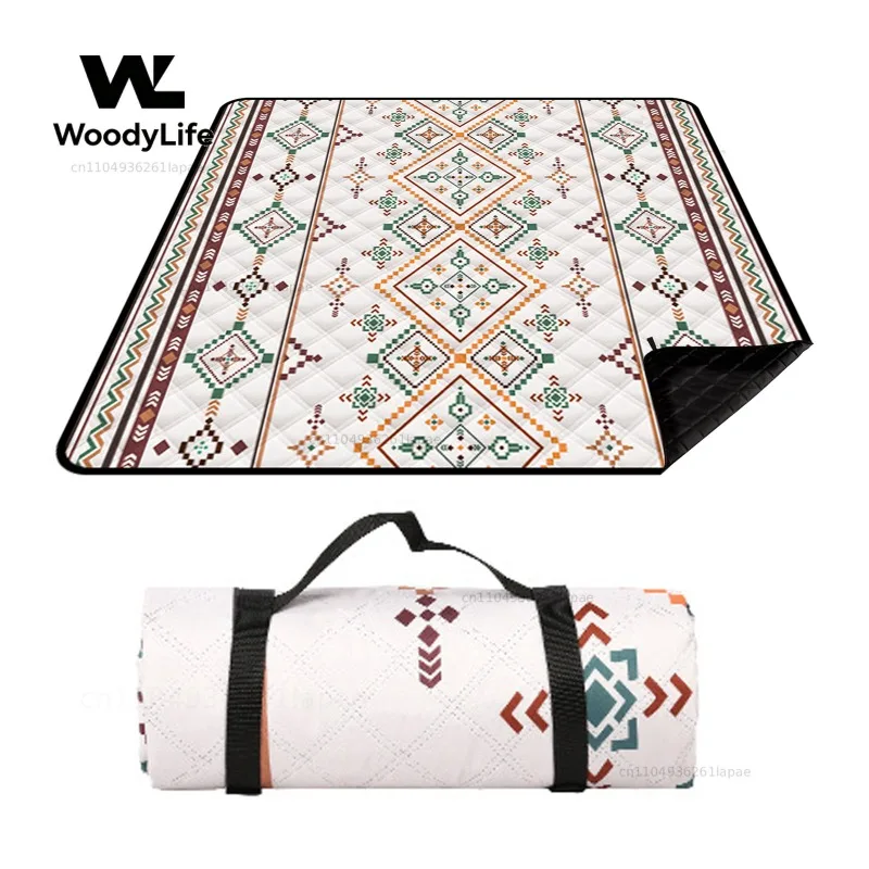 Waterproof Picnic Blanket, 200x200CM Large Beach Blanket Outdoor Picnic Mat, Beach Mat with Carrying Handle for Camping, Beach