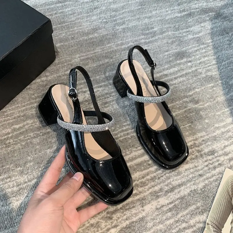 NEW Baotou Shoes 2024 Casual Heels Sandals Ladies Square Toe Pumps Latest Comfortable Lolita Summer Fashion Sexy Pumps Female