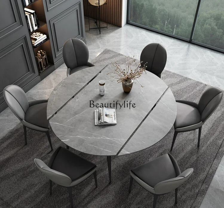 

Folding rock slab modern simple household small apartment retractable square table variable round table