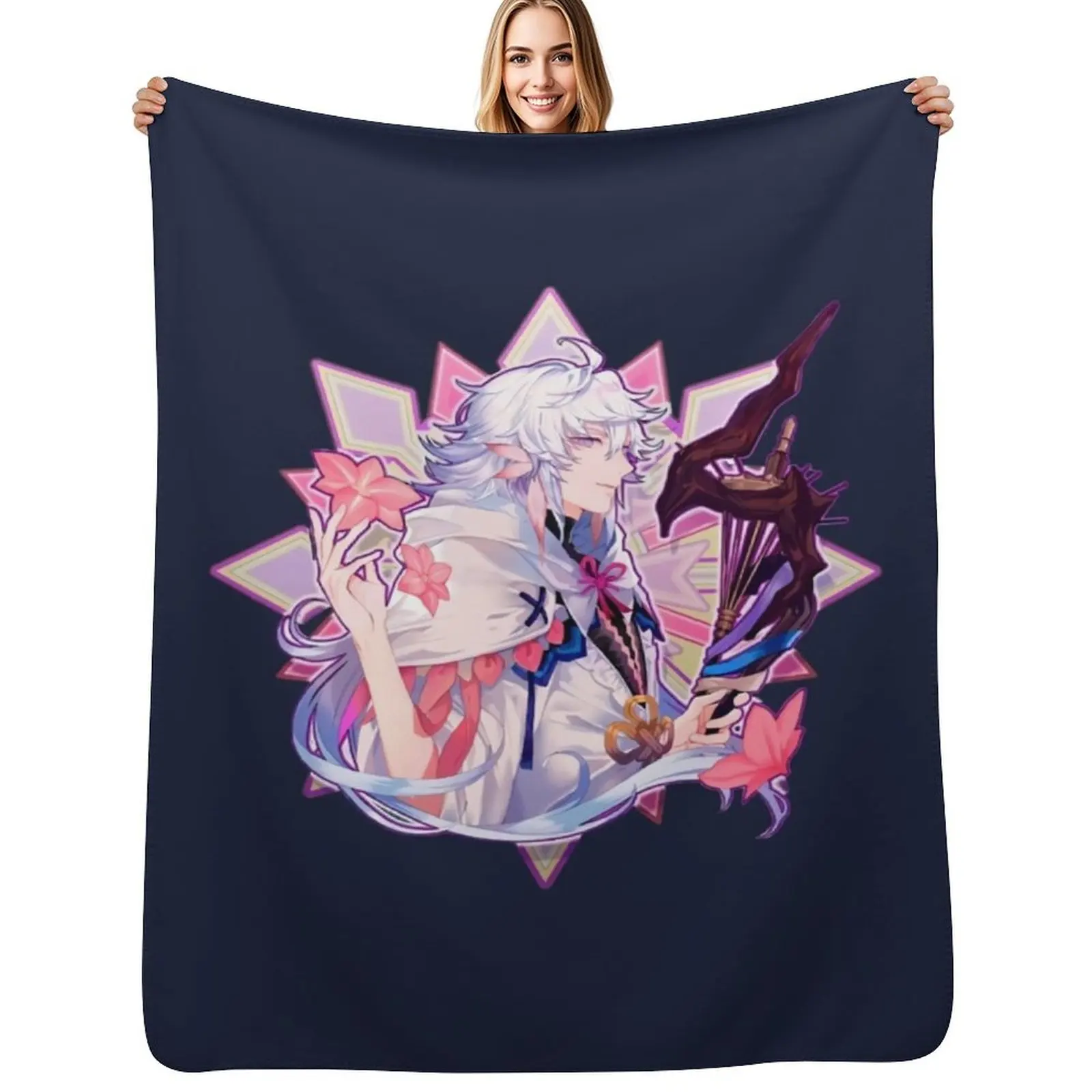 

Fate grand order Merlin Mage of Flowers Throw Blanket Machine Washable Soft Warm Blanket