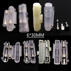1 Set 6x30mm AC Assembly Double Glass Tube Fuse Socket Fuse Holder With Terminal 6*20 White Flip Type Fuses Box