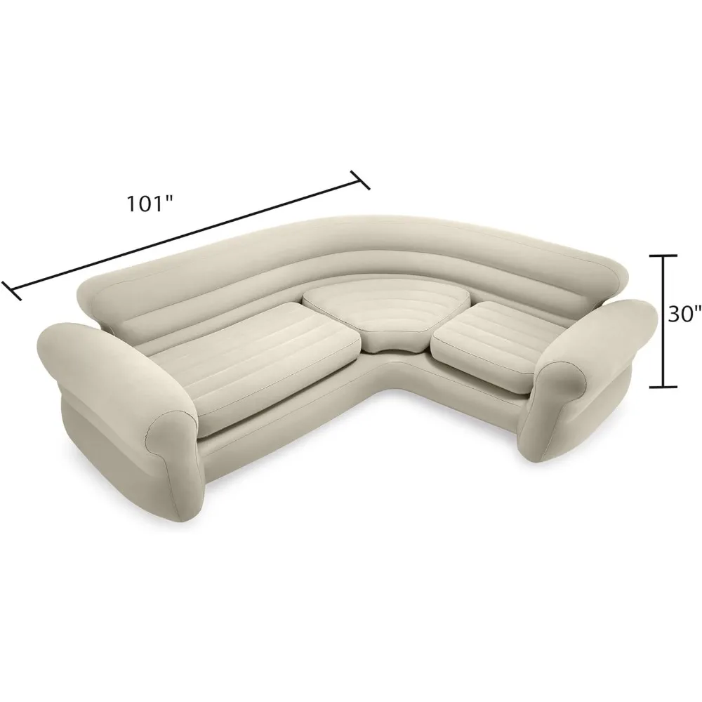 Inflatable Corner Sofa: L-Shaped – Indoor Use – 2-in-1 Valve – 880lb Weight Capacity  101” x 80” x 30”