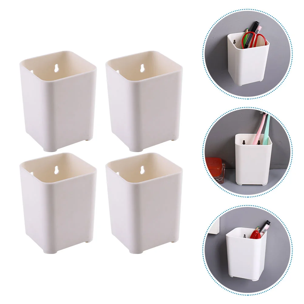 

4 Pcs Storage and Finishing Pen Holder Pencil Holders Organizers Bins Desk Box Office Plastic Wall-mounted Stationery for