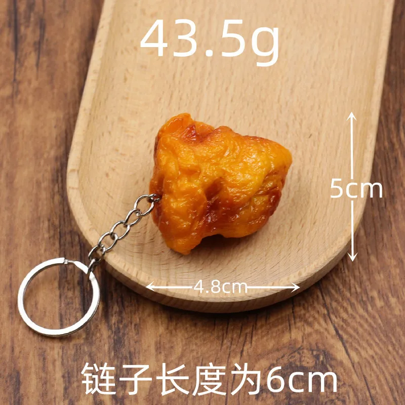 Luxury woman jewelry Simulated food keychain creative fried chicken legs and fries model key chain cute items