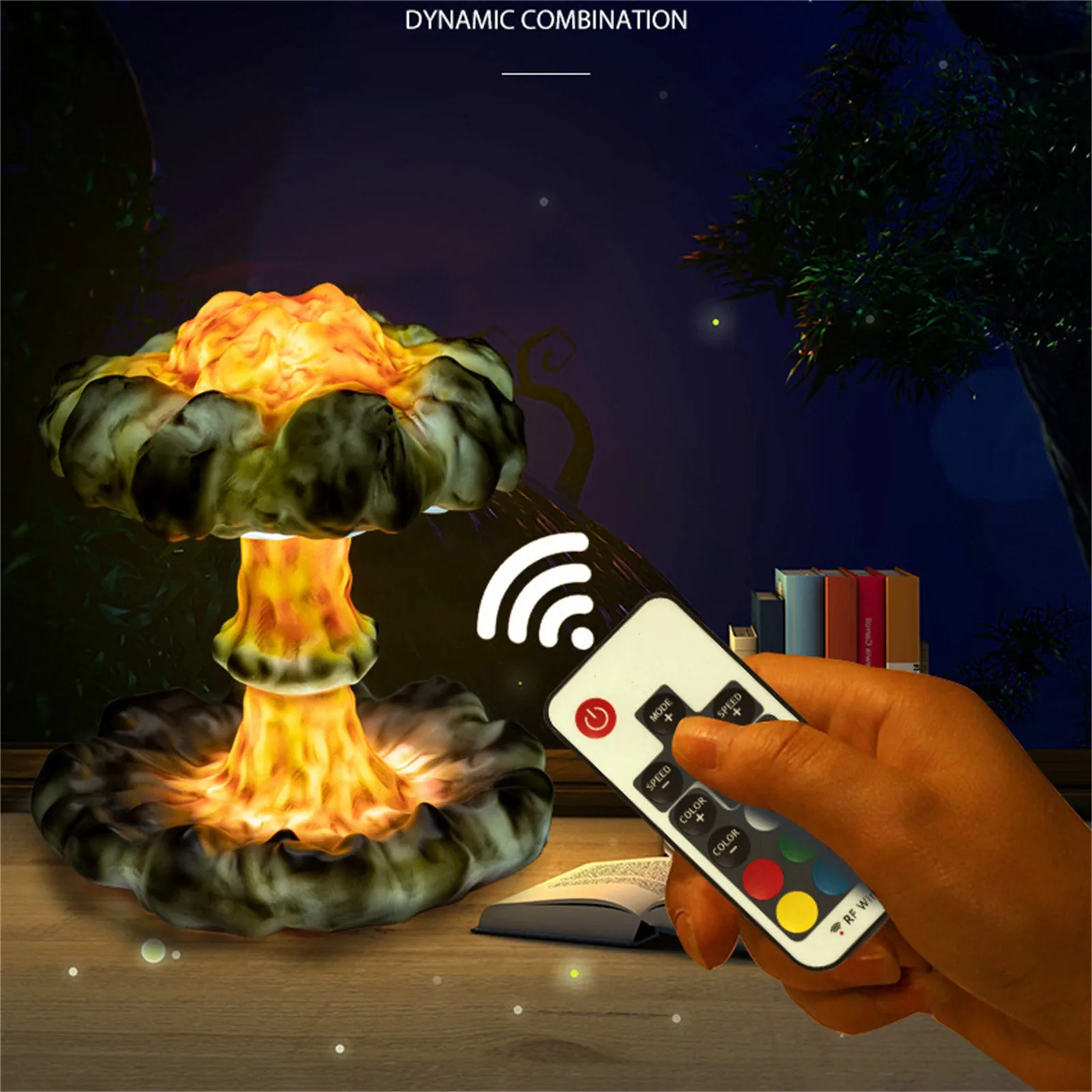 

Nuclear Explosion Mushroom Cloud Led Desk Lamp Stepless Dimming Art Desk Lamp Resin Night Light Three-Color Adjustment