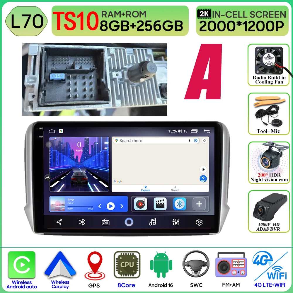 Android 16 GPS Navigatie Voor Peugeot 2008 208 Serie 2012 - 2018 Carplay Autoradio Multimedia Speler Stereo Video BT 2 k Scherm