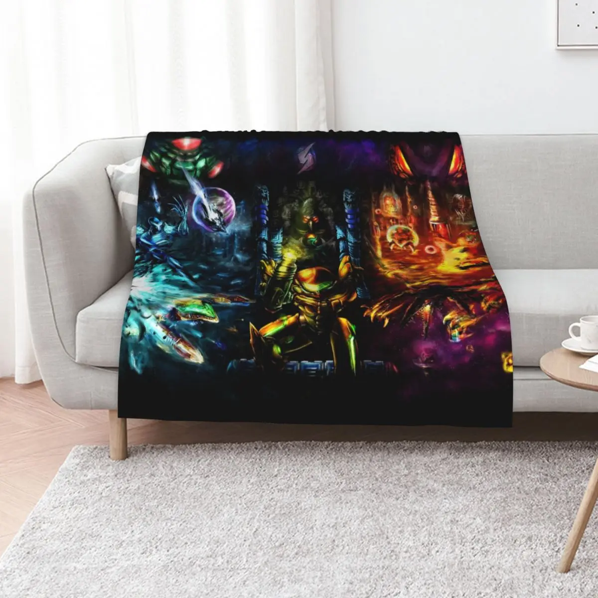 

Harmony of a Hunter: 25 Years of Metroid Throw Blanket Thins Flannel Fabric Vintage Bed Fashionable Blankets