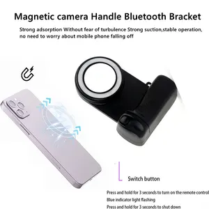 2025 Magsafe Bluetooth Peleador de teléfono Bluetooth Camera de la cámara Manija de agarre de la altura de selfie W Shooting Filllight Shooting para iPhone 16 15 14 Android 12 Mejor agarre de cámara de ventas para iPhone - №5