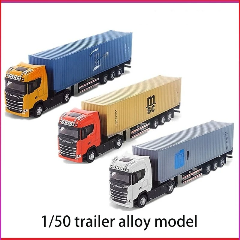 

Brand New 1/50 Simulation Trailer Container Truck Alloy Model European Heavy Transport Vehicle Model Children's Gift