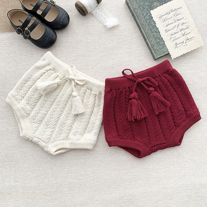 

Autumn Winter Infant Kids Baby Girls Solid Color Knit Shorts Children's Clothes Short Pants Casual Kids Baby Girls Bread Shorts