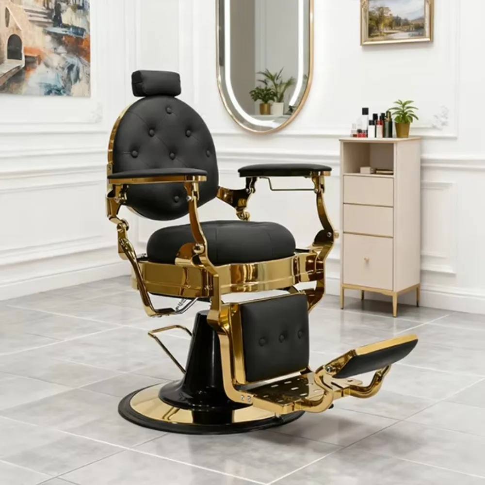 

Оптовые поставки: Роскошное парикмахерское кресло для мужчин, гидравлическое, откидное, усиленное, черно-золотое