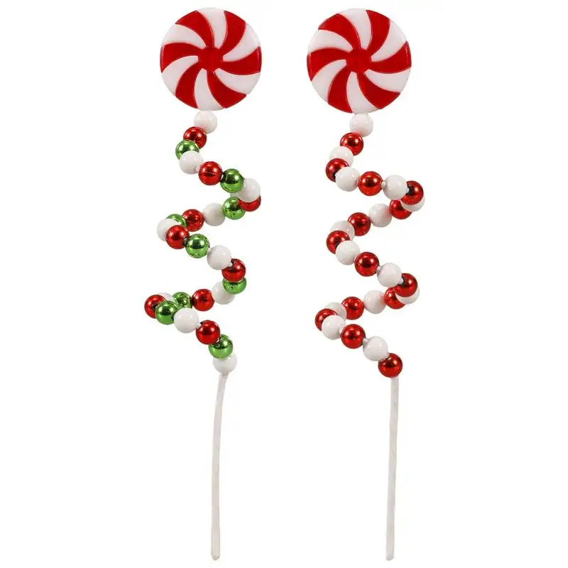 Christmas Curved Stem Ornaments Candy Shape Holiday Lollipop Scene Layout Decorative 2024 Xmas Navidad Party Decor