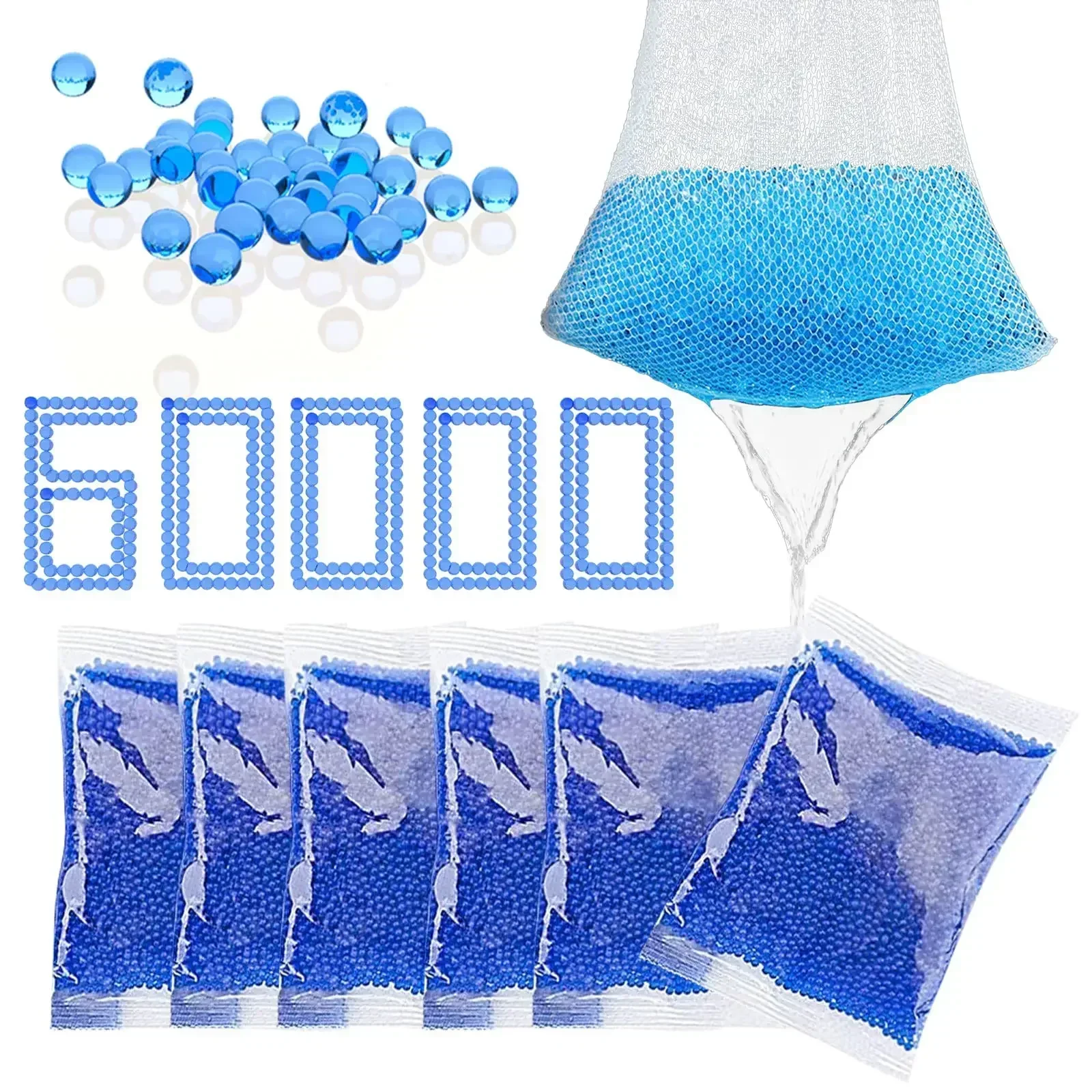 Munizioni per pistola WYGel con sacchetto filtro dell'acqua Perline d'acqua Ricarica Munizioni Non tossico Splater per gel d'acqua Sfera da 7-8 mm compatibile per munizioni Orbez