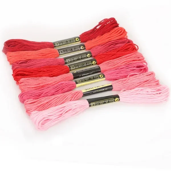 8lot 7.5m Silk Line Cotton Cross Stitch Thread Sewing Kit