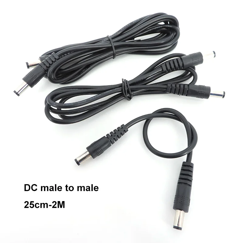0.5m/1M/2M 12V DC Wtyczka męska do męskiej Zasilacz M/M Złącze Przedłużacz Wtyczka 5.5mmx2.1mm Adapter kamery CCTV Przewód 22awg t
