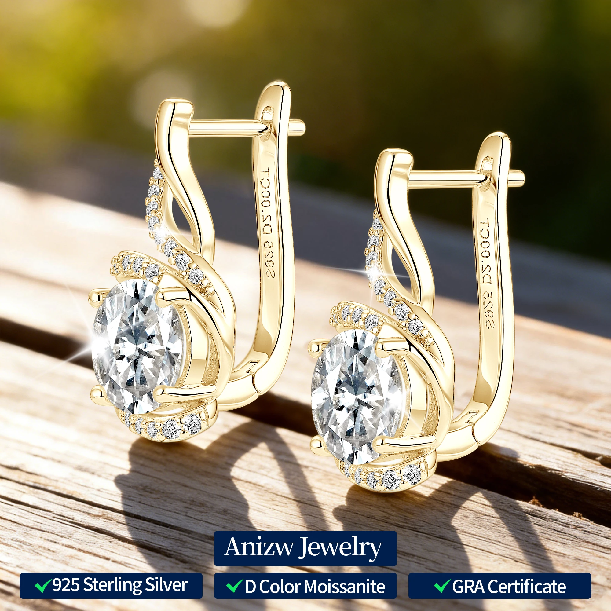 

Anziw 2025 New 2CT 8MM Round Moissanite Hoop Earrings for Women 925 Silver Clip Earrings Luxury Wedding Engagement Fine Jewelry