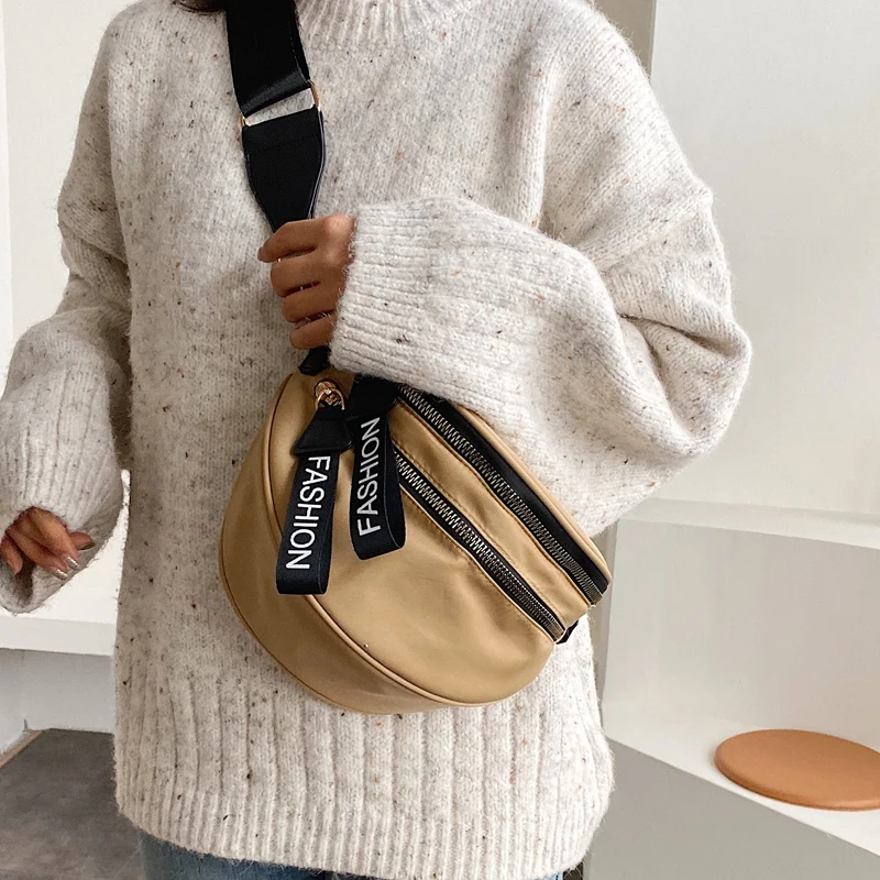 Bolso de pecho sencillo de moda para mujer, bolso cruzado versátil de gran capacidad, sólido, Oxford, con cremallera, estilo coreano