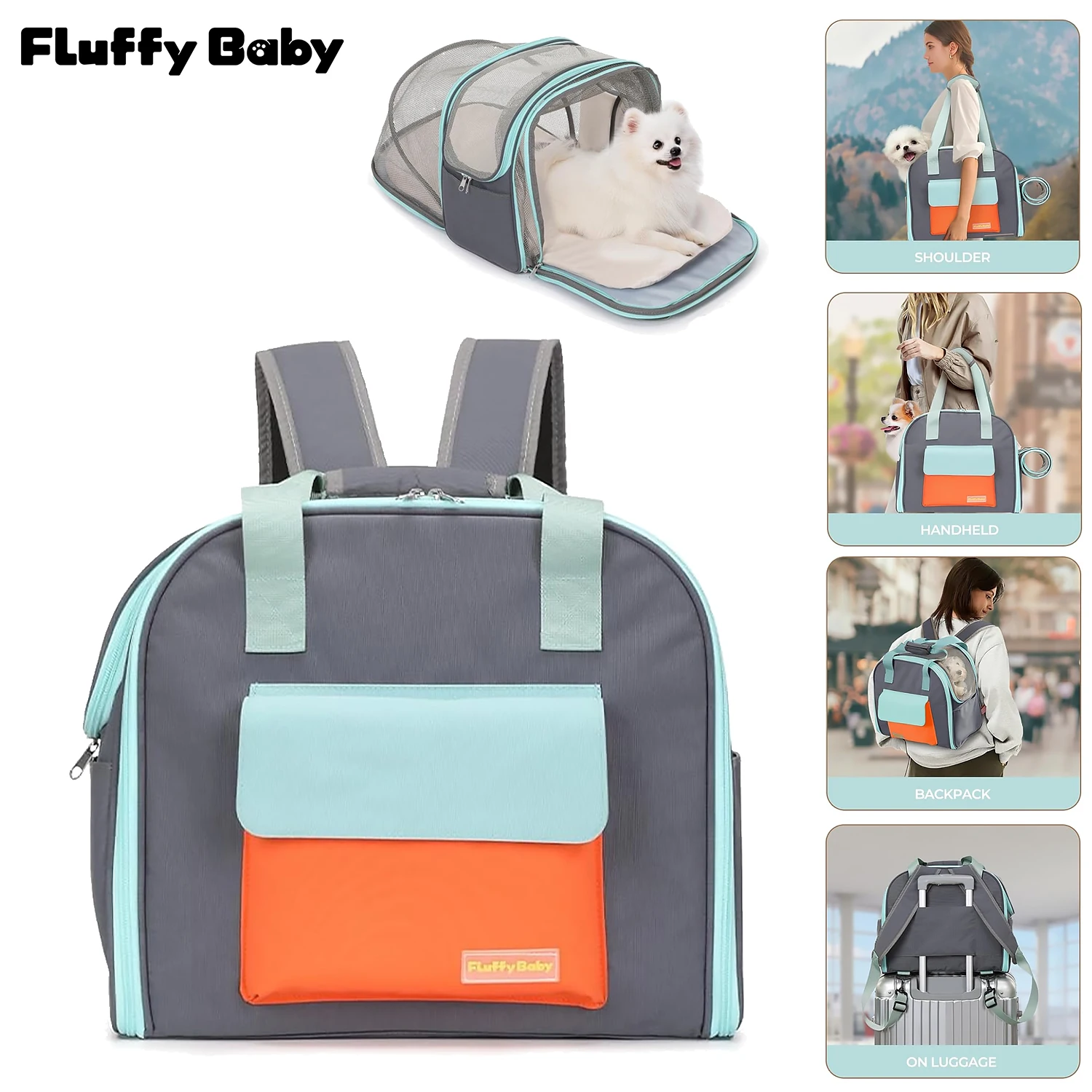 

Расширяемый рюкзак-переноска для животных с дышащей сеткой, складная дорожная сумка для кошек, походный рюкзак для маленьких собак, кошек и щенков