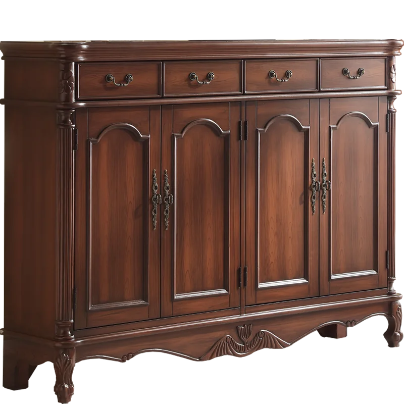 

Solid wood shoe entrance household living room Europeanstyle wall partition cabinet