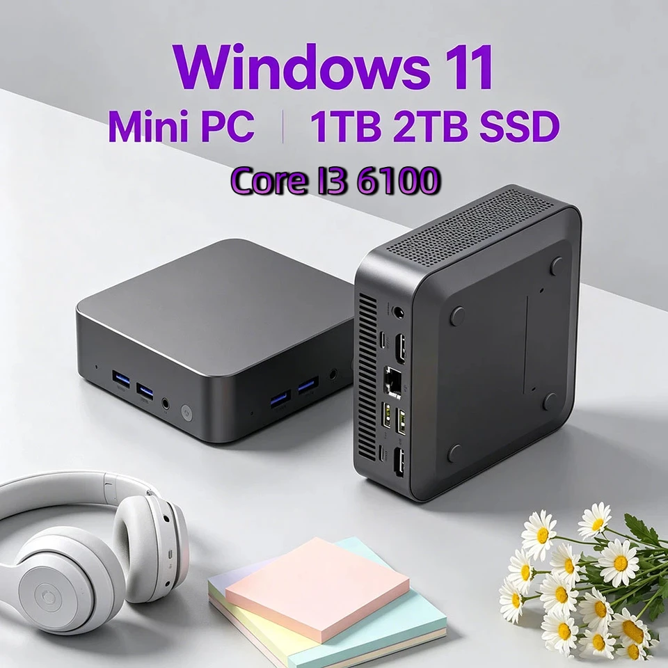 良品 小型PC(i3-6100/8GB/SSD128GB/Win11Pro) Core I3 6100 MINI PC Windows 11 Pro Small Pocket Computer 32GB RAM