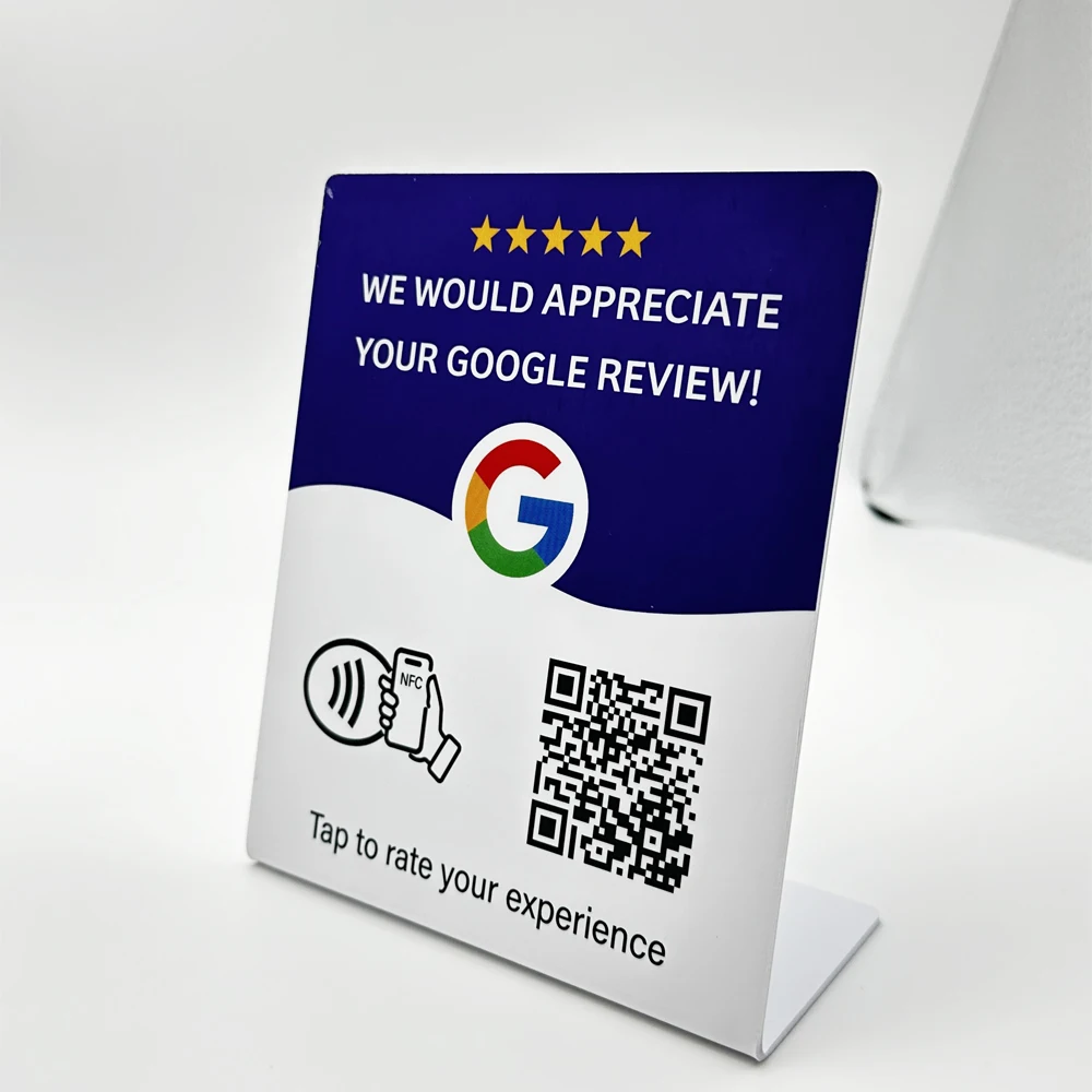 Programmable NFC 215 for Google Review Card NFC Station Table 13.56Mhz QR Code Editable Standing Card