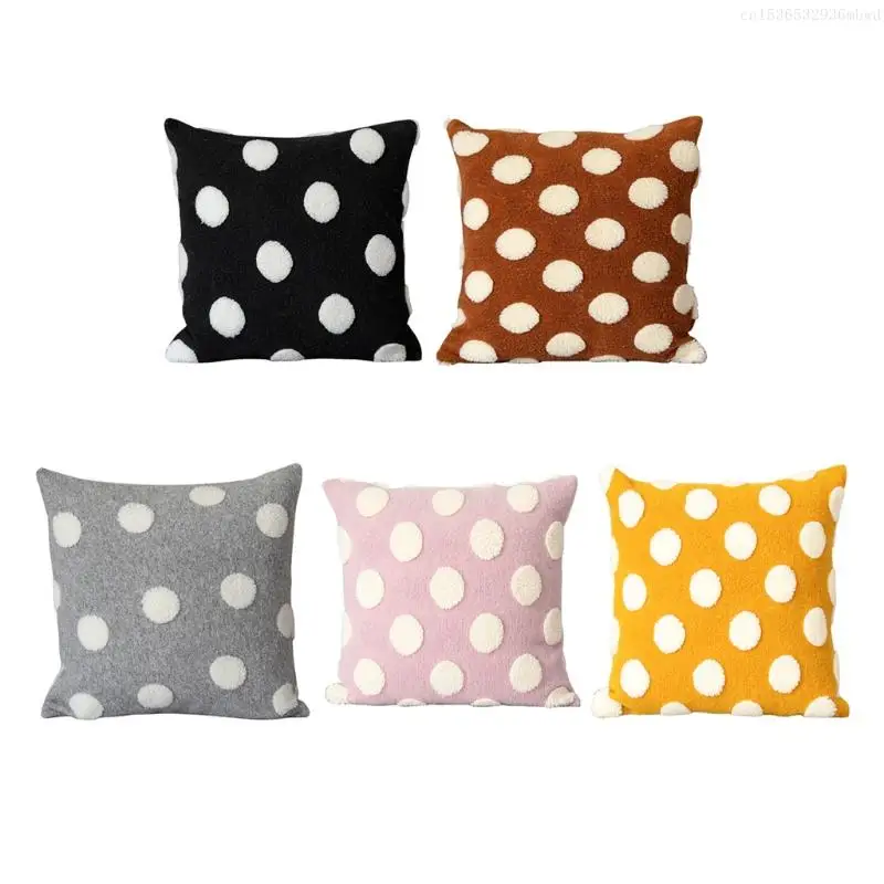 

Throw Pillow Cover Square Dots Cotton Cushion Covers Pillowcase for Bed Sofa Couch Bedroom Home Office Decor F0T4