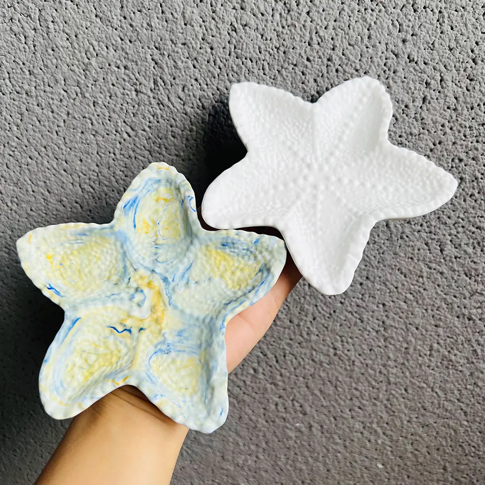 Starfish Shell Shape Tealight Holders Plaster Mold DIY Trinkets Storage Tray Resin Plaster Silicone Mold Jesmonite