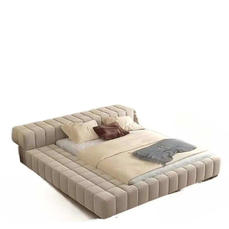 Modern Fabric Platform Bed Fashion Bedroom Furniture Double Bed Mattress 200 * 200 Cat Window Bed