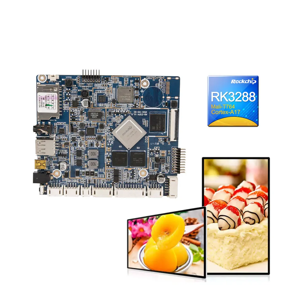 Fabricante de placas base Placa base industrial personalizada Rk3288 Android con DDR 2GB 4Gb Emmc16GB 32Gb