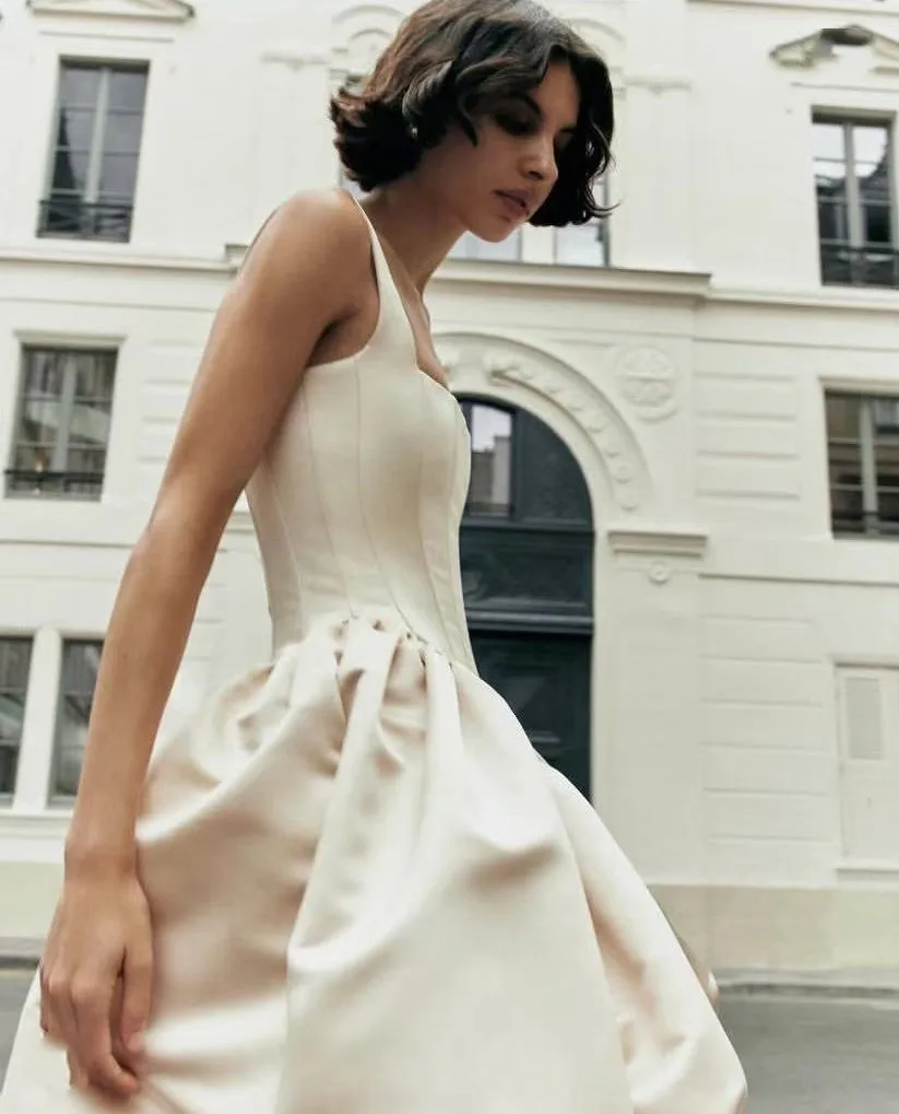 Robe de bal longue en Satin plissé, col carré, à la mode, pour occasions formelles, longueur cheville, drapée, Maxi, sur mesure