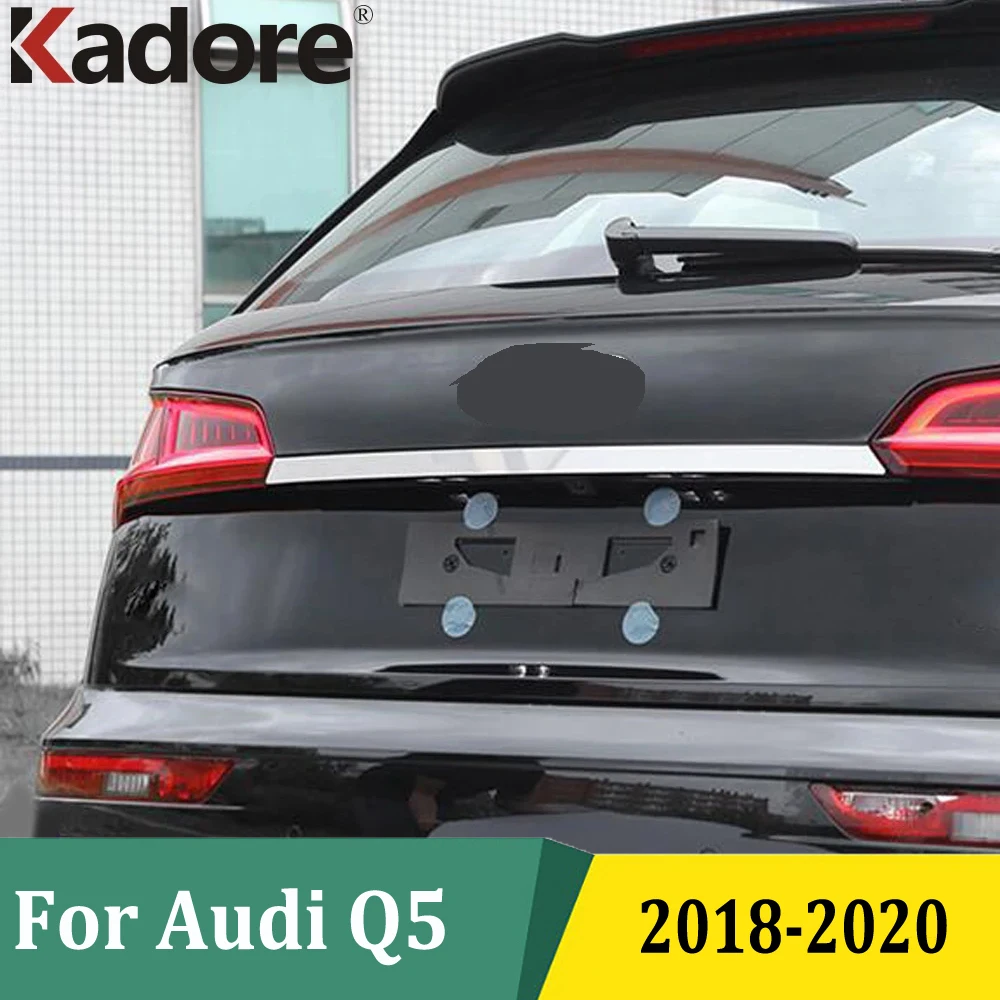 For Audi Q5 2018 2019 2020 Carbon Fiber Chrome Rear Trunk Lid Cover Trim Car Accessories Tailgate Boot Strip Car decoration