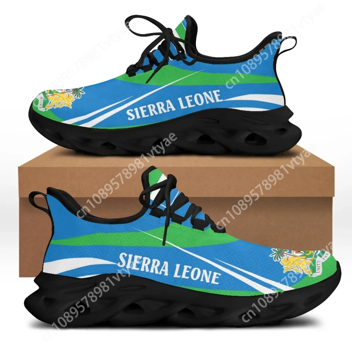 

Custom Brand Design SIERRA LEONE Flag Print Mens Sneakers Thick Eva Outside Sole Outdoor Casual Lace-up Flats Footwear Sneaker