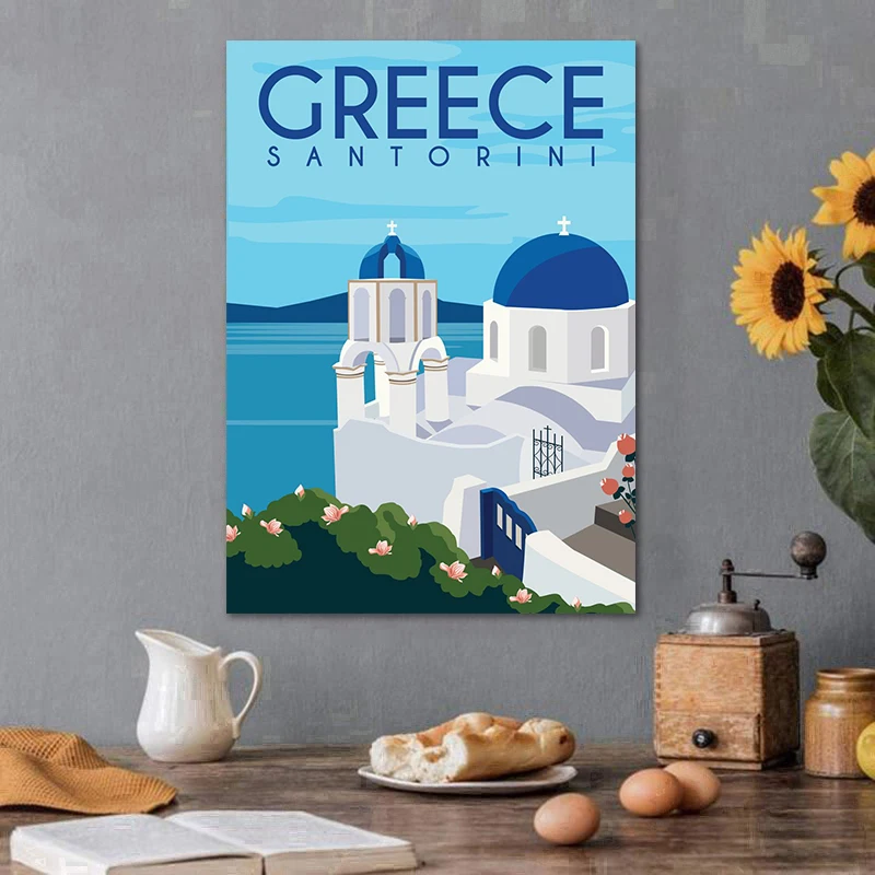 1pc frameless Canvas Painting Turkey Greece New York Hawaii Aspen Travel  Posters and Prints Canvas Painting Wall Art Picture fo