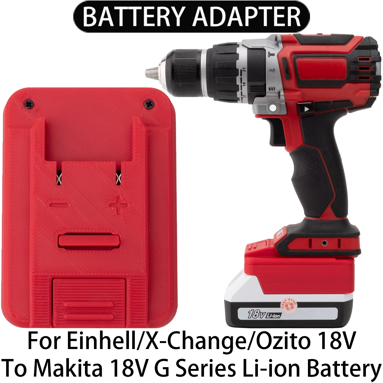 Adaptador Conversor de Bateria para Ferramentas Li-ion Einhell/X-Change/Ozito 18V para Bateria Li-ion Makita Série G 18V - Acessório Adaptador