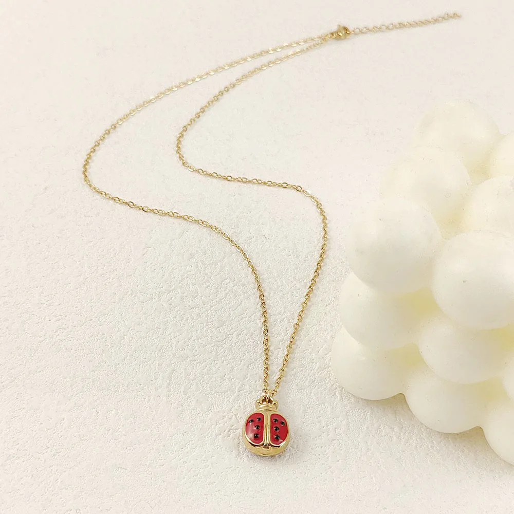 مدون الموضة نفس المينا الخنفساء قلادة قلادة الفولاذ المقاوم للصدأ هيبوالرجينيك المجوهرات، قلادة الترقوة الإضافية متعددة الاستخدامات #2