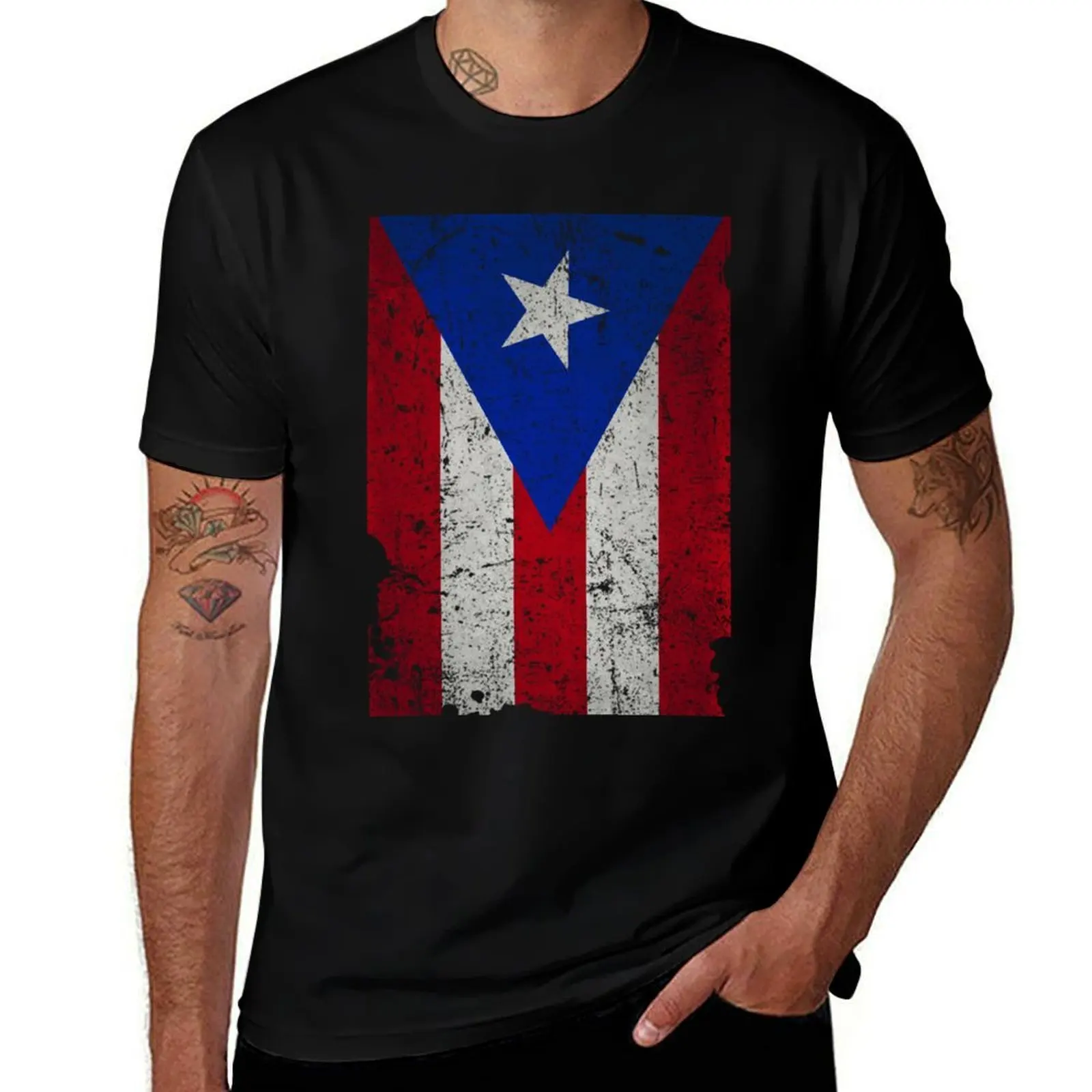 

Puerto rico flag Distressed T-Shirt men t shirt cotton 100% t shirts for man cotton T-Shirt