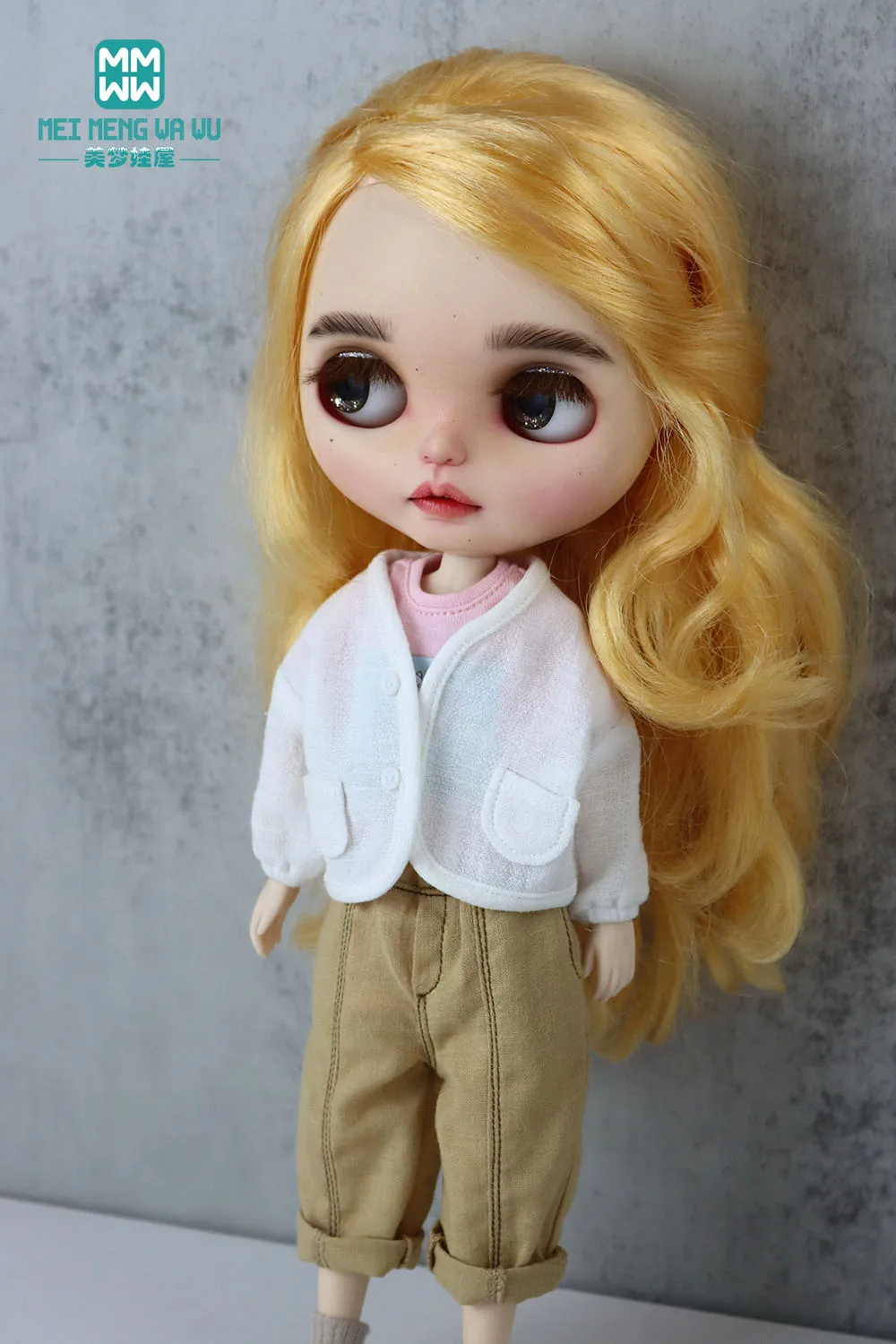 Clothes for doll Fashion Cardigan High Neck Shirt Dress fits Blyth Azone OB22 OB24 Doll accessories