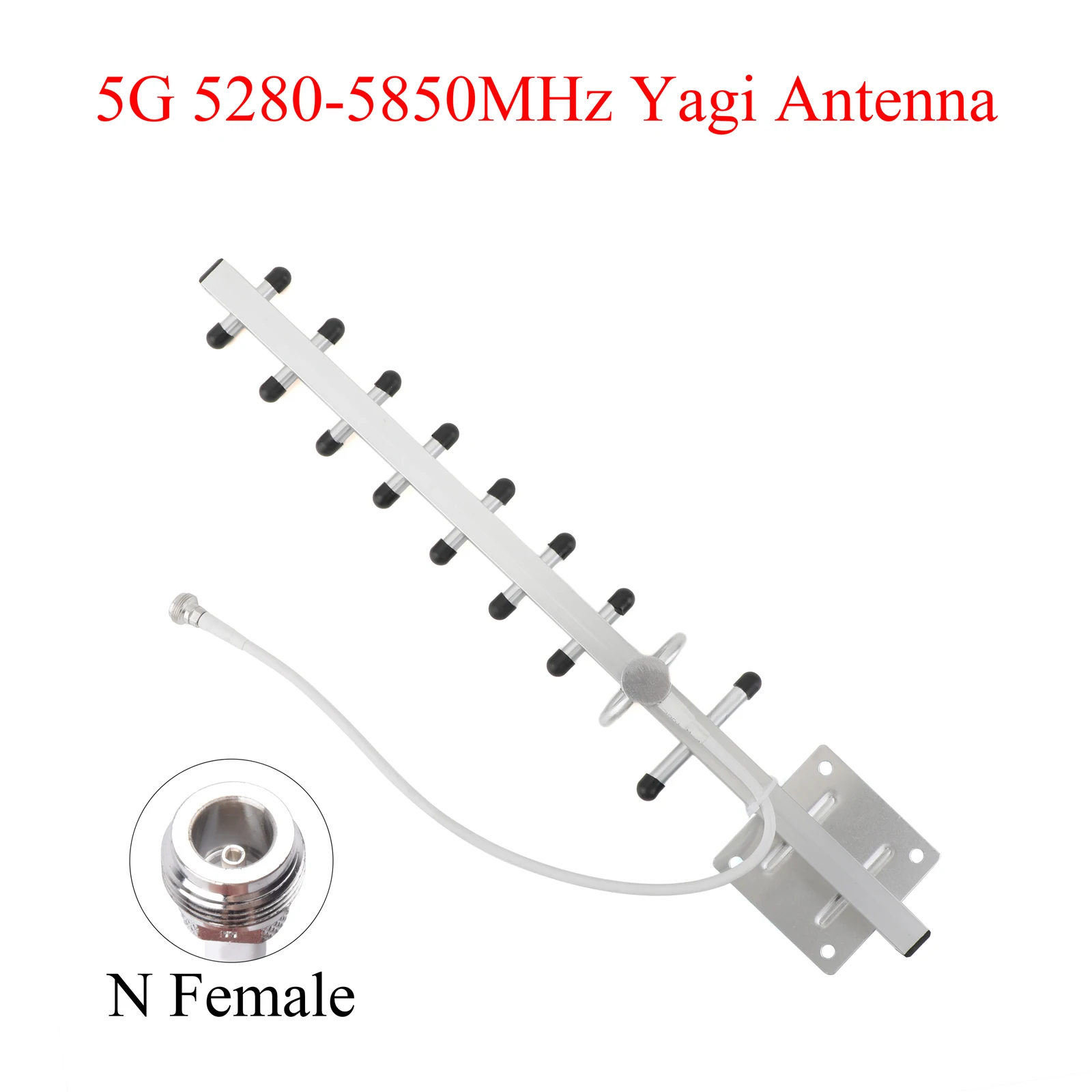 1PCS 13dBi 5G Yagi Antenna 5280-5850MHz N Female External Outdoor Antenna For GSM UMTS LTE Mobile Signal Booster Repeater