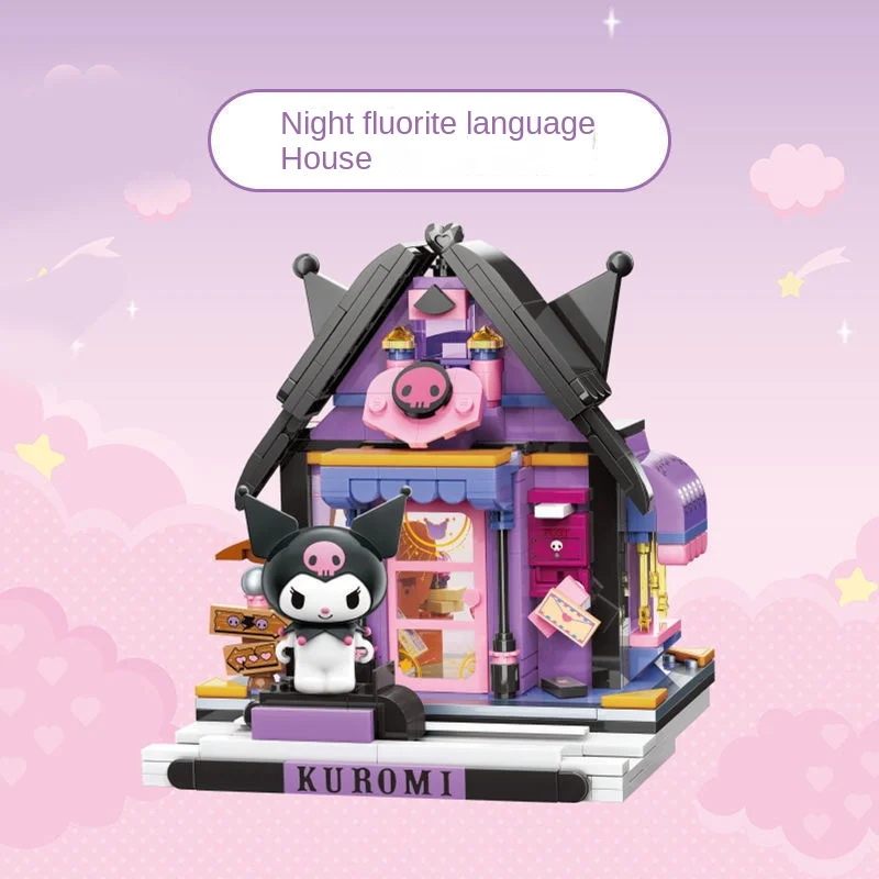 Sanrio Kawaii Hello Kitty Building Blocks Kuromi Cinnamoroll Mymelody Model Educational Game Graphics Cartoon Toy Christmas Gift