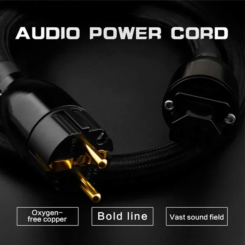 HIFI EU Power Cable Schuko Cables Upgrade AC Cabo High Quality Oxygen Free Copper Connector Plug 0.5M 1M 1.5M 2M 3M 5M Black