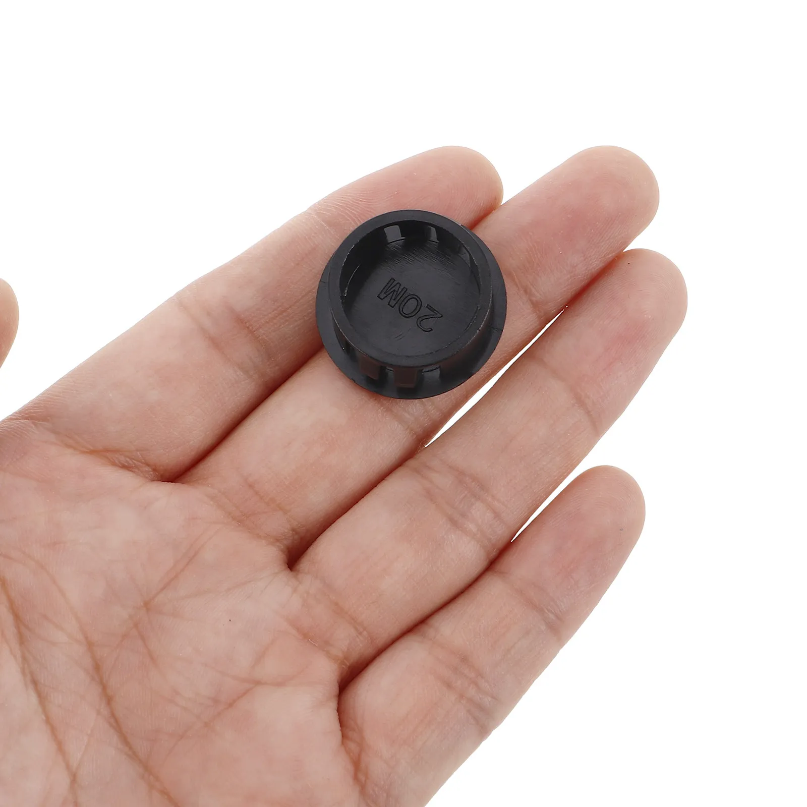 20Pcs Nylon Hole Plugs Black Round Snap Lock Screw Cap Covers Flush Type for Cabinet Shelf Mirror Electrical Panel Hole Covers