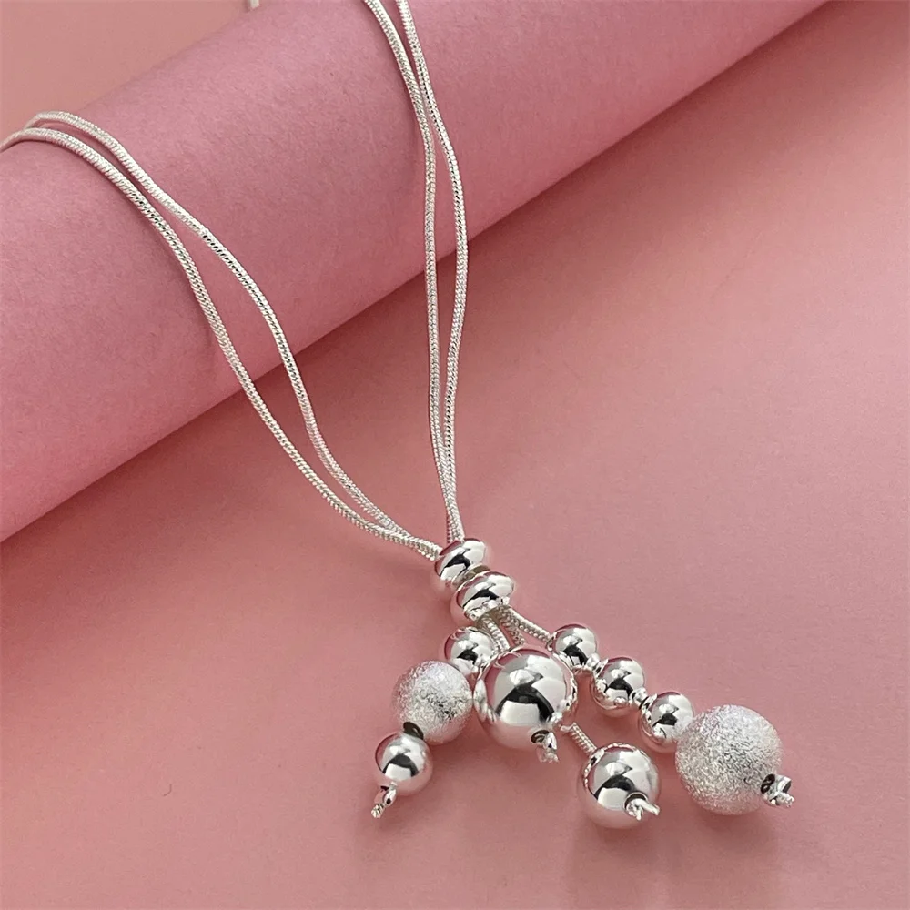 Fashion silver color hanging multi-bead necklace hot sale men and women fashion jewelry birthday gift