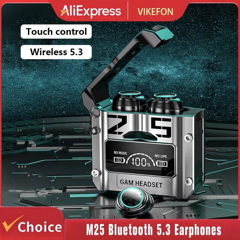 TWS M25 Bluetooth 5.3 Kopfhörer mit Geräuschunterdrückung, kabellose Ohrhörer, HD-Anruf-Stereo-Sportkopfhörer mit Mikrofon für Xiaomi