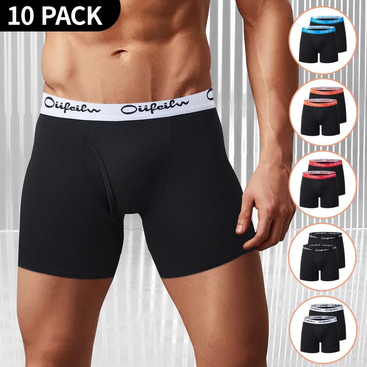 

5/10 Pcs Men's Black Contrast Combination Underwear Plus Size 3XL Youth Sexy Sports Boyshort Casual Joker Breathable Men's Short