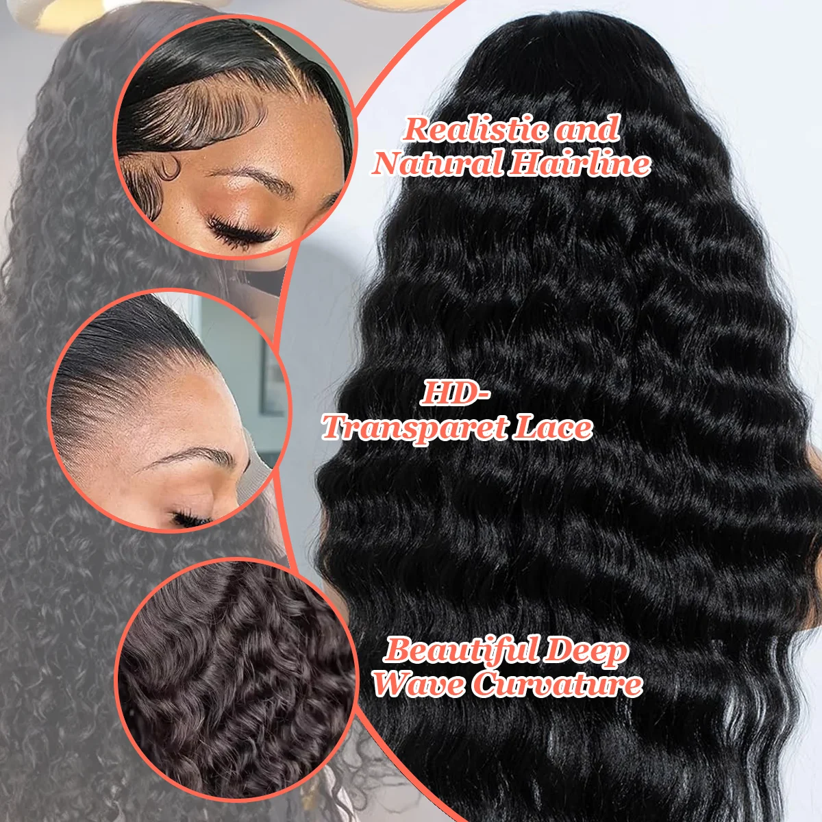 360 5*5 13*4 13*6 HD الدانتيل الشفاف الباروكة الأمامية 36 بوصة 200% الكثافة موجة عميقة قبل قطعها البرازيلي خصلات الشعر المستعار الإنسان للنساء