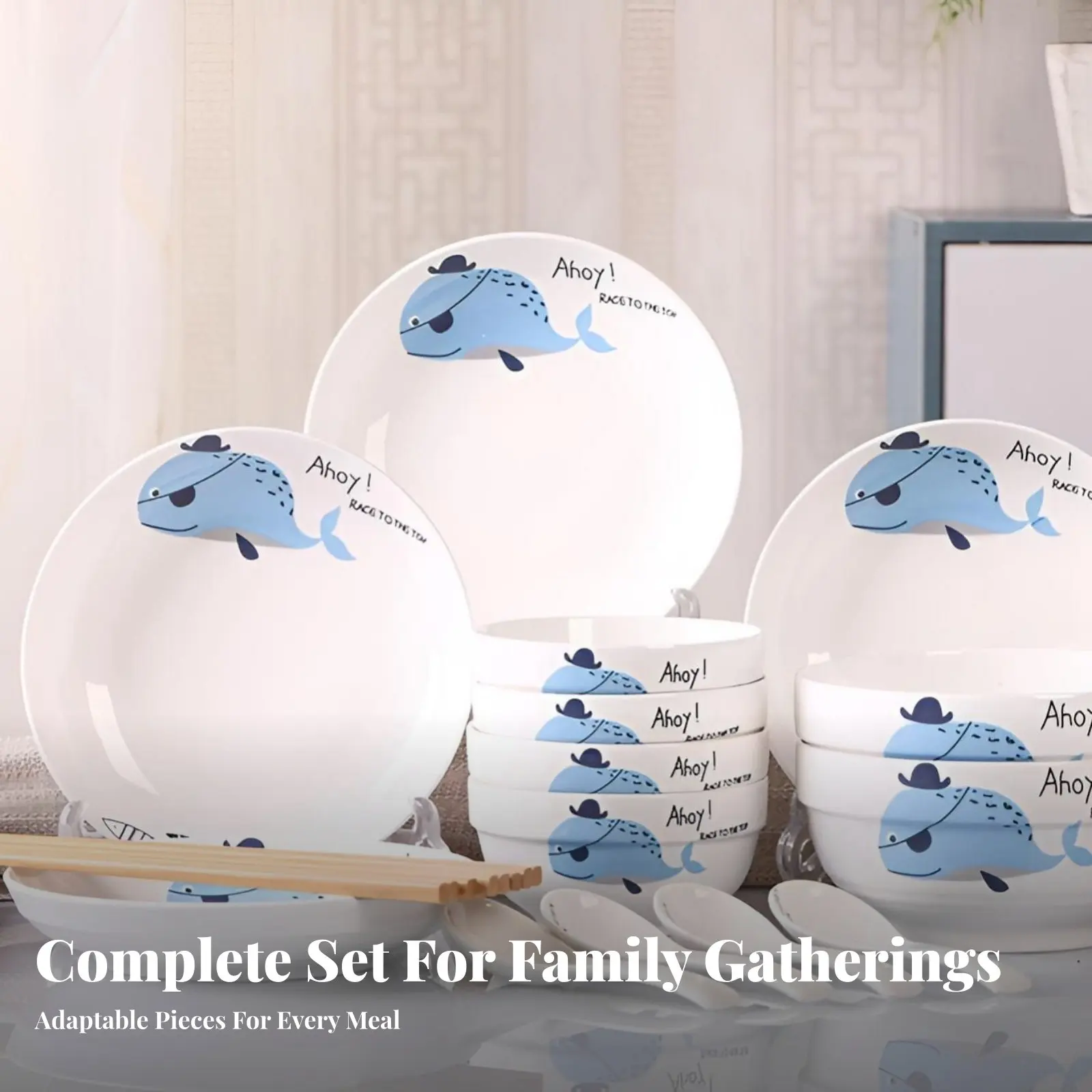 

Набор посуды с мультяшным дизайном, тарелки и миски из костяного фарфора с палочками для еды, креативная домашняя столовая посуда, подходит для взрослых