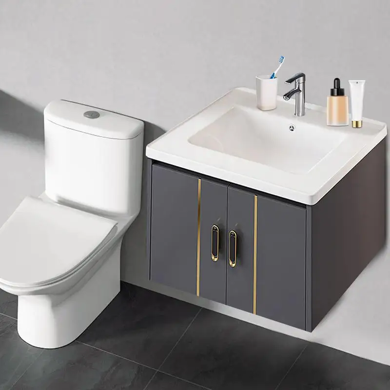 Floating Sink Bathroom Vanity 24 Inch Bathroom Sink Cabinet Modern Vanity with Ceramic Sink for Bathroom Restroom Offices Home